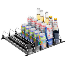 Refrigerator Organizer Double Layer Automatic Rolling Beverage Storage Rack  With Lid Beer Soda Can Organizer Kitchen Suply