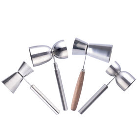 Jigger medidor doble al por mayor con mango, herramientas de bar, herramientas de metal de acero inoxidable personalizadas para tazas medidoras de bartender personalizadas