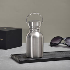 زجاجات رياضية من الفولاذ المقاوم للصدأ بجدار واحد سعة 350 مل مع مقبض حلقي لركوب الدراجات وحقائب الظهر والتخييم، الأكثر مبيعًا على أمازون لعام 2023