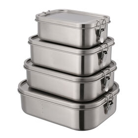 Nova Lancheira Bento Ecológica em Aço Inoxidável 18/8, Tigelas SUS 304 com Tampa PP, Lancheira de Silicone para Escola