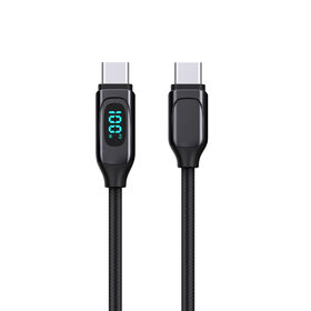 PD 100W USB-C auf USB-C Kabel, weiße Farbe, LED-Display, Smart-Anzeige, hochwertiges Zinklegierungsgehäuse, zum Aufladen von Telefonen.