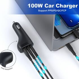 Wholesale 100W Fast Car Charger , USB-A + USB-C ,Dual USB-C, PD & QC Compatible,sunlike