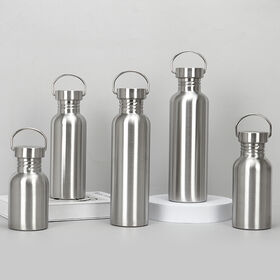 Botellas deportivas de acero inoxidable de pared simple de 1000 ml con asa de anillo para ciclismo, mochila y camping, superventas 2023