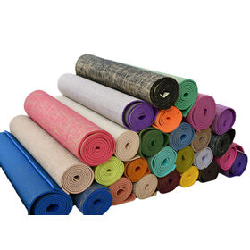 Matras yoga jute alami ramah lingkungan, matras olahraga PVC anti selip