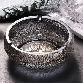 Vente en Gros Cendrier en Verre Style Nordique Luxe Léger Anti-Mouche Bar Hôtel Bureau Salon Cristal Texture Craquelée Glace