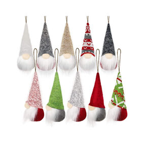 12 Pièces Lutins/Bonhommes tricotés Mini en Peluche Pendentif Arbre De Noël  Gnome Poupée en Tissu Santa Fait à la Main Hauteur 7 cm Décor de Noël pour