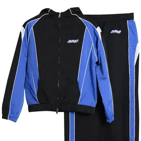 Setelan Olahraga Tracksuit Desainer Kustom Pria Resleting, Set Jogger Training, Jaket Windbreaker Polyester 2 Potong