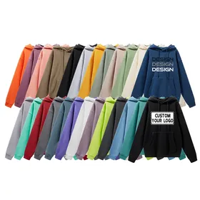 OEM ODM Custom Unisex 100% Cotton 500gsm Hoodie Oversized Plus Size Pullover Hoodie Print Embroidery Logo For Men Women