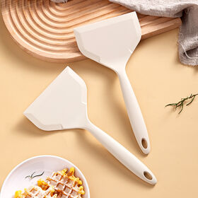 Green Silicone Wide Spatula Turner With Wooden Handle For Pancake,fried  Fish,egg, Cookie And Other Non-stick Cookware