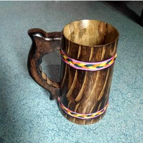CNMF Wooden Beer Mug With Handle Water Wine Tea Coffee Drink Cups  Dinnerware Kitchen Supply,Drinking Cup,Cups