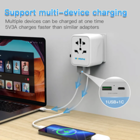 Worldplug Adaptateur de Voyage Universel en Gros, Conception Compacte, Type C, USB, Extension 5V 10A