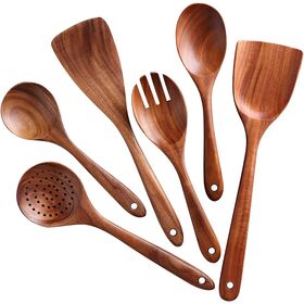 Wooden Spoons for Cooking, Tmkit Cooking Utensils Set of 6 Natural