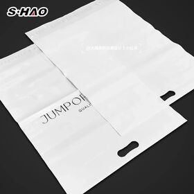 OEM Custom Printed Logo Design LDPE HDPE soft loop handle die cut wave top Plastic gift bags for clothing shoe packing shopping