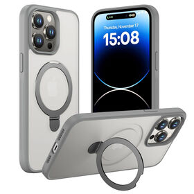 Magnetic Holder Cover for iPhone15 Pro Max Metal Stand Shockproof Bumper Clear Cover For iPhone 12 13 14 15 Pro Max Case