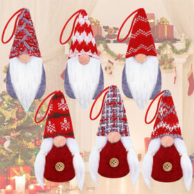 12 Pièces Lutins/Bonhommes tricotés Mini en Peluche Pendentif Arbre De Noël  Gnome Poupée en Tissu Santa Fait à la Main Hauteur 7 cm Décor de Noël pour