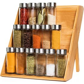 Buy Wholesale China Spice Glass Jar With Wooden Rack Spoon Bamboo Lid  Kitchen Salt Hammered Straight Storage & Spice Jar With Rack at USD 5.3