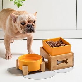Cat Feeder Bowl Stand Wooden Dog Small Pet Food Set - China Wooden Dog Bowl  price