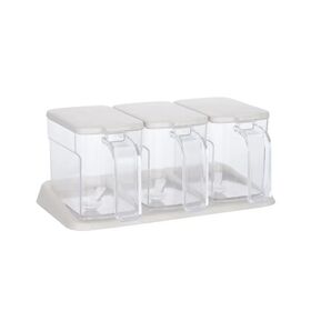 6 Pcs/set Clear Spice Jar Set Seasoning Box Kitchen Condiment Storage  Container With Tray Six Grid Storage Container Spice Rack