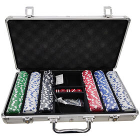Jetons de poker boîte en métal ensemble de poker 300 jetons ensemble de  poker étui de poker dés étui en bois argent