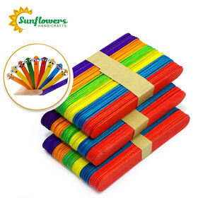 300 Multi Color 6 Inch Jumbo Wooden Craft Popsicle Sticks