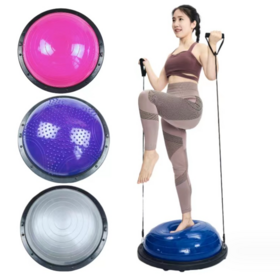 OEM Anti Slip Pilates Equipment Yoga Exercise Half Balance Ball Trainer With Resistant Band And Air Pump