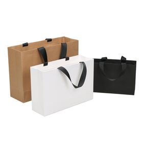 Boutique Luxury Black White Kraft Paper Gift Carry Bags for Shopping Retail Paper Bags With Handle