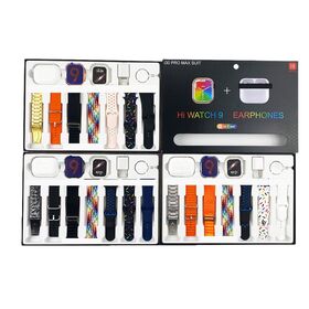 أحدث ساعة ذكية i30 Pro Max SUIT لعام 2023 مع سماعات أذن، مجموعة 11 في 1 مع محول وشاحن لاسلكي، ساعة ذكية فائقة الدقة مقاس 2.3 بوصة