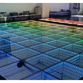 Günstigste magnetische 3D-Infinity-Spiegel LED-Tanzfläche, kabellose LED-Bodenfliesen mit Magnet für Hochzeiten und Partys