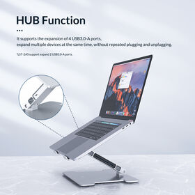 Orico Adjustable Laptop Stand with 4-Port USB 3.0 Hub - Convenient and  Ergonomic Solution