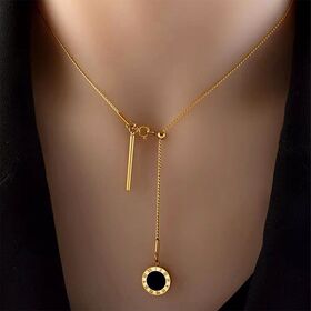 Collares de acero inoxidable de Color dorado para mujer, cadena de  clavícula, colgante, moda coreana, venta