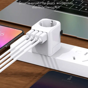 Worldplug grosir 3.0PD 20W pengisian cepat steker perjalanan 1USB+1C adaptor perjalanan universal Eropa yang diarde