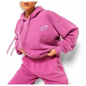 Kedatangan Baru Set 2 Pcs Fleece Katun Kualitas Tinggi Logo Kustom Desain Setelan Jogging Sendiri Untuk Wanita