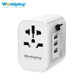 Adaptador de Viaje Universal al por Mayor 3.0 PD 15W, 10A, 3 USB, Enchufe de Viaje, Cargador de Pared Rápido con Conexión a Tierra Estándar