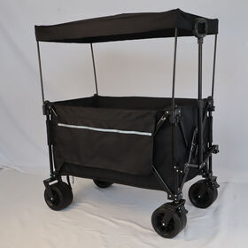 Chariot à roulettes de transport jardin pliable avec frein ,noir 200L 150kg