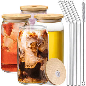 Wholesale Glass Can 16oz Beer Can Glass With Bamboo Lids and Glass Straw  Blank Libbey Beer Glass Ice Coffee Glass Can -  Hong Kong