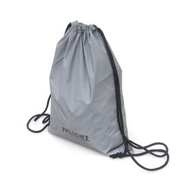 Mochila promocional refletora personalizada de poliéster e nylon com cordão e faixa refletora para empresas