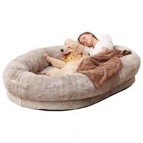 Puf plegable 3 en 1, cama de piel sintética, sofá grande de espuma, puf  convertible, cama para perro con dos almohadas para adultos, dormitorio de