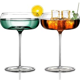 4 pièces de verres à cocktail avec paille en verre, 350 ml, verres