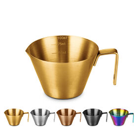 Gelas Ukur Espresso 100ML dengan Gagang Baja Tahan Karat 304 untuk Aksesori Kopi Espresso Barista