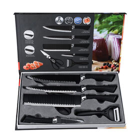 Wholesale 18pc Kitchen Knife Block Set Black Blade - Boyle