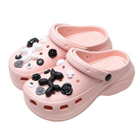 Wholesale 1pcs PVC Shoe Accessories for Crocs Charms Pink Letter Badge  Women Sandals Buckle Kids Pins Men Decoration Jeans