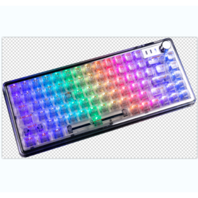 Kabellose Tri-Mode Mechanische Gaming-Tastatur mit transparentem Gehäuse, silbernem Rahmen, ultra-kompakte Mini-Tastatur mit RGB-Hintergrundbeleuchtung