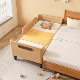 Fournisseur de meubles en bois audité BSCI, Lit pour tout-petits au meilleur design à placer à côté du lit adulte, Coins arrondis, Lit en bois pour enfants