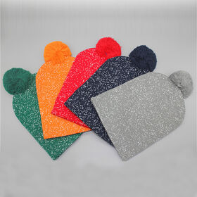 Pom Beanie Knit Ski Cap Beanie custom soft high-quality plain knitted short beanie with brim