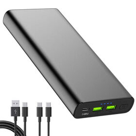 Power Bank de Carregamento Rápido PD100W 20000mAh, Carregador Portátil USB C com 3 Saídas e Display LED, Power Bank 30000mAh com Cabo
