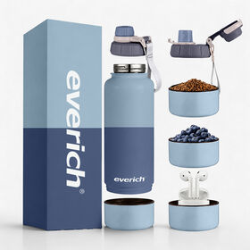 Custom Logo Color Package Wide Mouth Stainless Steel 304 Insulated Water Bottle with Spout Lid with Removable Compartment