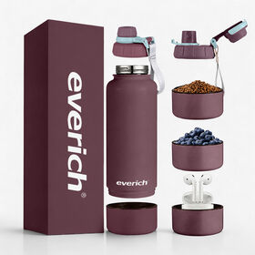 Everich Hot Wide Mouth Stainless Steel Insulated Water Bottle Vacuum Flask with Spout Lid with Removable Container