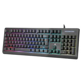 Kabelgebundene Gaming-Tastatur mit Membran – RGB-LED-Hintergrundbeleuchtung, USB-A-Anschluss, Leise Tastenanschläge, 12 Multimedia-Funktionstasten