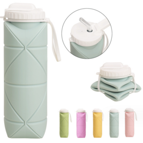 OEM Collapsible Water Bottles Cups Leakproof Valve Reusable BPA Free Silicone Foldable Travel Water Bottle Cup for Gym Sports