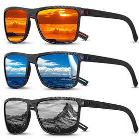 OEM ODM Custom Men Carbon Fiber Textured Frame UV400 Polarized Square Sports Sunglasses